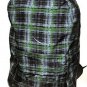 Green Gray Plaid School Backpack, Back Pack, Book Bag, Travel, Hiking, NEW