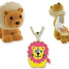 Lion Pendant Necklace Jewelry with Velour Hinged Keepsake Gift Box NEW