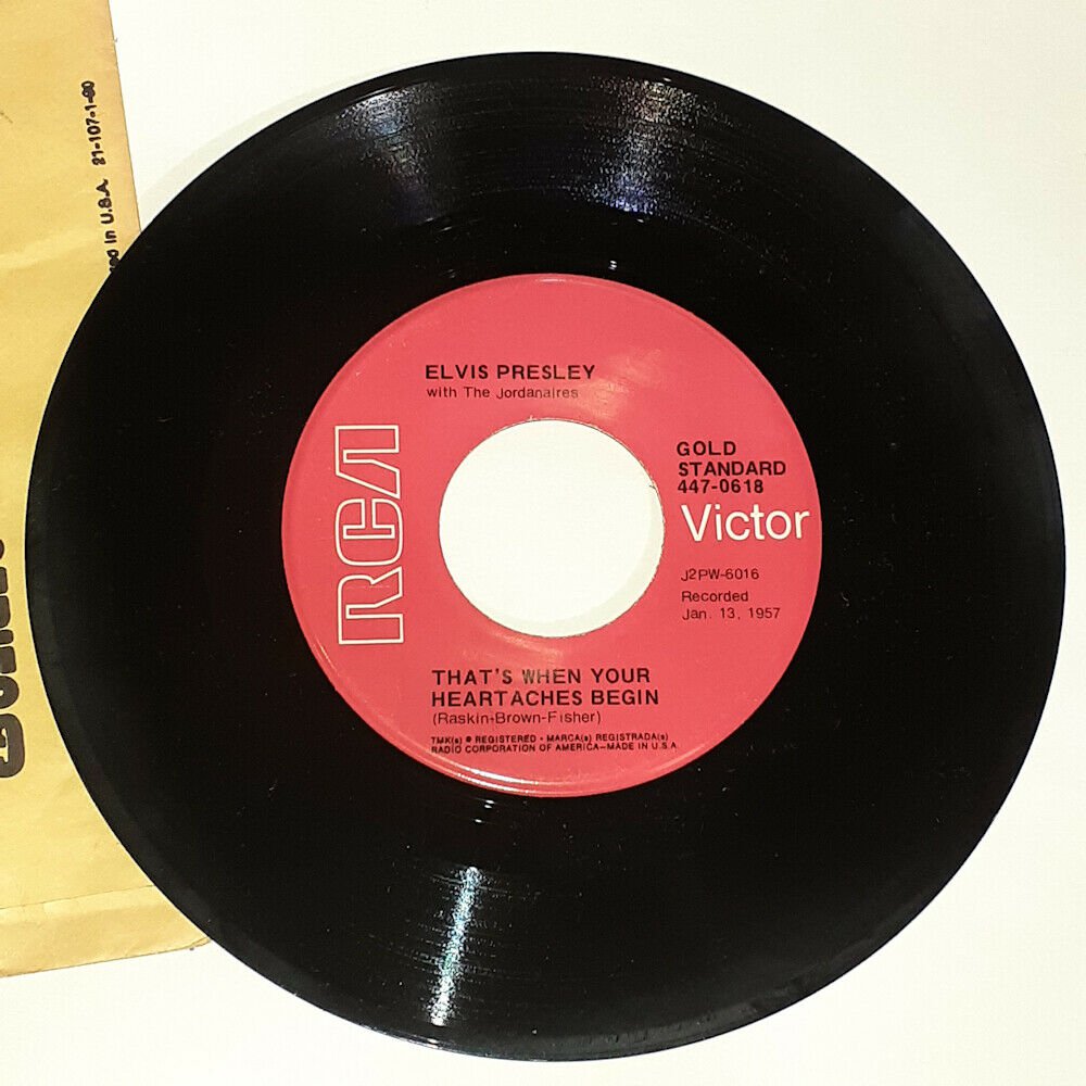 Elvis Presley All Shook Up & Heartaches Begin Red Label RCA 45 RPM Record 1957
