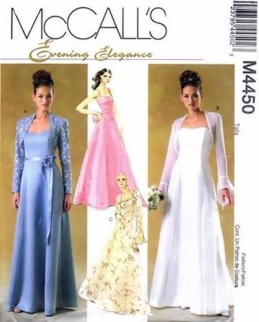 McCall's Pattern Evening Elegance Formal Dresses #M4450 NEW 2 sizes available