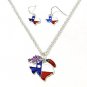 State of Texas Silvertone & Enamel Necklace with Matching Earrings Jewelry Set