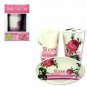3 Piece Bath Accessories Gift Set Pink Rose Design Plastic NEW