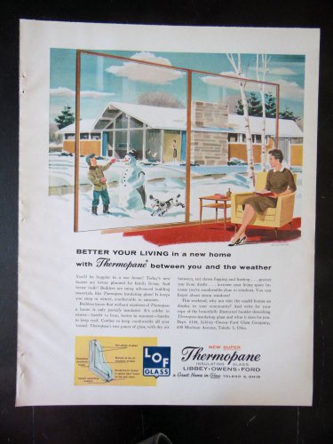 Vintage Winter Fun Thermopane Windows Ad October 1958 Better Homes & Gardens Mag