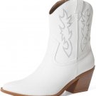 Mostrin Women's Cowboy Boots White Embroidered Pointed Toe Ankle Boots Sz 9 NEW Mostrin Women's Cowboy Boots White Embroidered Pointed Toe Ankle Boots Sz 9 NEW