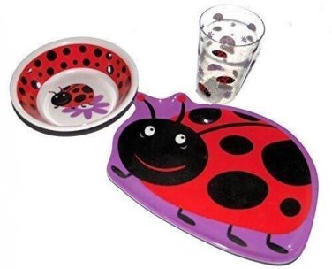 Ladybug Lady Bug Childrens Dinnerware Set, Plate, Bowl, Tumbler, Melamine NEW