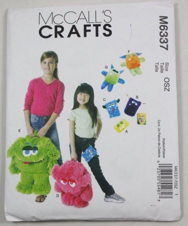 McCall's Patterns M6337 Monster Backpack, Cases, Toys, One Size Only NEW & UNCUT