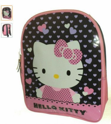 Hello Kitty Pink & Purple School Backpack Back Pack Book Bag Vinyl NEW