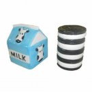 Collectibles Cookies & Milk 2 Pc Hand Painted Sculpted Salt & Pepper Set NEW