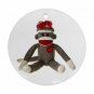 Sock Monkey Round Porcelain Ornament or Wall Decor NEW