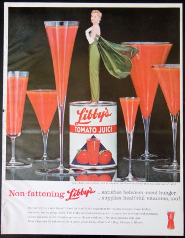 Vintage 2 Side Libbys Tomato Juice & Betty Crocker Ad October 1958 BH&G Magazine