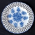 Basic Porcelana Decorative Plate Home White & Blue Floral Pattern Scalloped Edge