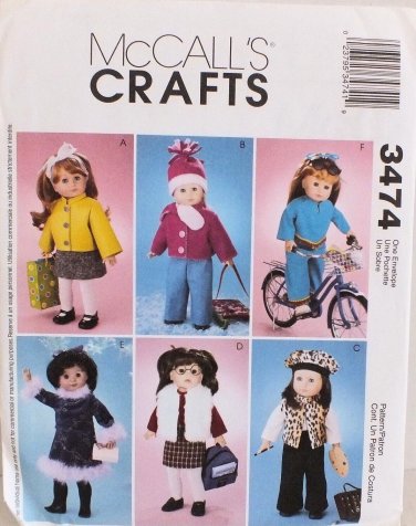 18 inch Doll Clothes Pattern McCall's #M3474 NEW 6 full outfits