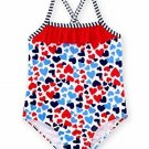 Healthtex Baby Girls Hearts One Piece Swimsuit, Red White Blue, NEW Chooze SZ Healthtex Baby Girls Hearts One Piece Swimsuit, Red White Blue, NEW Chooze SZ