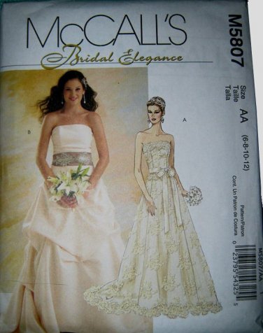 McCalls Pattern Bridal Elegance Formal Dresses M5807 NEW UNCUT 2 sizes available