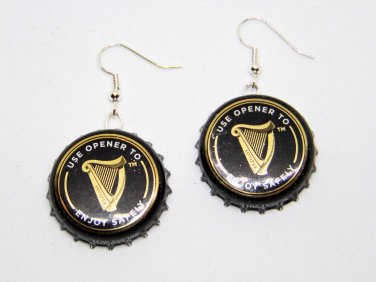 Guinness Draught Stout Beer Real Bottle Caps Fashion Novelty Earrings Jewelry