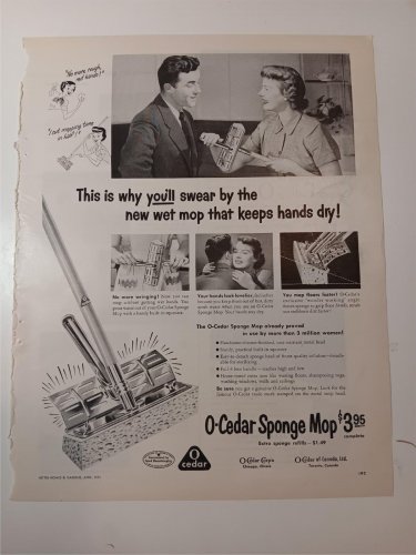 Vintage O-Cedar Sponge Mop Ad APRIL 1951 BH&G Magazine