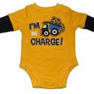 Yellow Dump Truck Construction Thermal Long Sleeve Baby Creeper Body Suit NEW