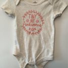 Infant Baby White Pink "Tiny but Awesome" One Piece Creeper outfit NEW 12 mos