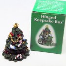 Taylor Gifts Hinged Christmas Tree Keepsake Box Handpainted Ceramic 3 in Tall