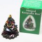 Taylor Gifts Hinged Christmas Tree Keepsake Box Handpainted Ceramic 3 in Tall