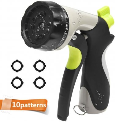 Garden Hose 10 Pattern Spray Nozzle 10 Watering Patterns Metal Lawn Sprayer NEW