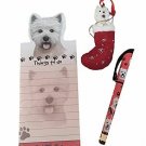 Westie Dog Terrier Gift Set w Matching Ornament, Magnetic Notepad & Pen NEW