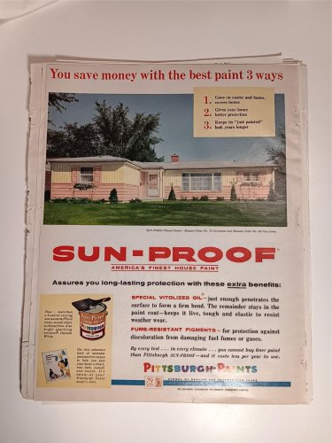 Vintage 2 Side Pittsburgh Paint & Englander Mattress Ad Aug 1958 BH&G Magazine