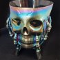 Halloween Holographic Skeleton Skull Treat, Candy Snack Bowl Plastic 7 in NEW