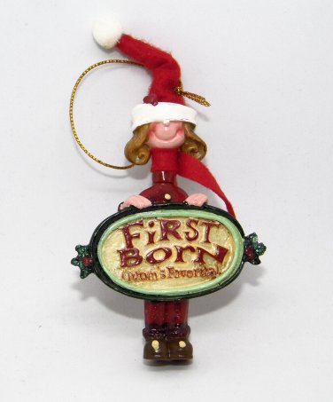 Kurt Adler First Born Mom's Favorite Girl Child Christmas Ornament NEW in box