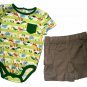 Jungle Safari Design Baby Boy Outfit Set Creeper With Shorts 2 Pc NEW 0-3 mos