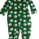 Christmas Santa Infant Soft Warm Green Fleece Sleeper Pajamas 0-3 Mos NEW