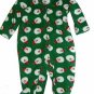 Christmas Santa Infant Soft Warm Green Fleece Sleeper Pajamas 0-3 Mos NEW
