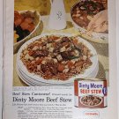 Vintage 2 Side Dinty Moore Beef Stew & Banana Fruit Ad Aug 1958 BH&G Magazine