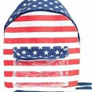 American USA Flag School Backpack Bookbag with Clear Front Pocket NEW