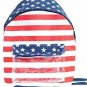 American USA Flag School Backpack Bookbag with Clear Front Pocket NEW