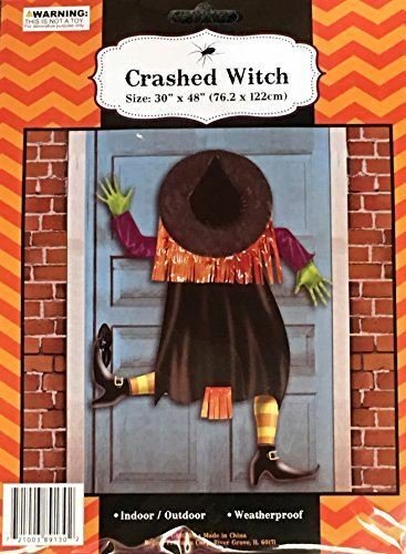 Crashed Witch Halloween Plastic Sheet Door Cover 30" x 48" NEW
