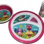 Pink Robot Divided Plate, Bowl and Tumbler Cup - Kids Melamine Dinnerware NEW