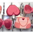 BHP Pink Girly Design - 12 Decorative Resin Shower Curtain Hook Set of 12 NEW BHP Pink Girly Design - 12 Decorative Resin Shower Curtain Hook Set of 12 NEW