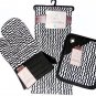 Black Zigzag Design Kitchen Linen 3 Piece Gift Set Potholder, Mitt, Towel NEW