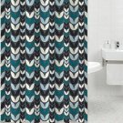 Gray Blue Leaves Leaf Fabric Shower Curtain 70" x 72 Inch 100% Polyester NEW