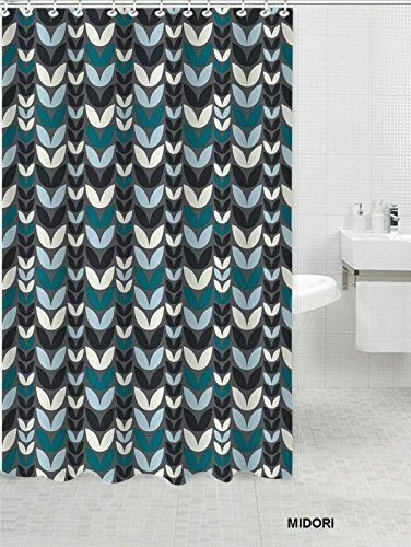 Gray Blue Leaves Leaf Fabric Shower Curtain 70" x 72 Inch 100% Polyester NEW