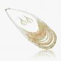 Glass Bead Multilayer Metallic Necklace and Matching Earrings NEW in Box