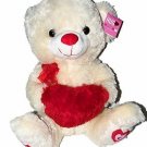 Large White Stuffed Plush Sitting Bear w/ Red Fluffy Heart 22 inches Tall NEW Large White Stuffed Plush Sitting Bear w/ Red Fluffy Heart 22 inches Tall NEW