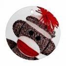 Sock Monkey Face Round Porcelain Ornament or Wall Decor NEW