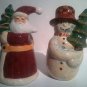 Christmas Holidays Santa and Snowman Salt and Pepper Shakers Ceramic