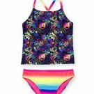 Girls Neon Emoji Grafiti Peace, Smiley, 2 Piece Tankini Swim Suit- Girls Sz-4-5 Girls Neon Emoji Grafiti Peace, Smiley, 2 Piece Tankini Swim Suit- Girls Sz-4-5