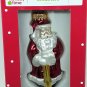Glass Santa w Cane Christmas Holiday Tree Ornament  NEW in Box 3 in