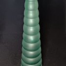 15" Tall Frosted Green Bubble Horizontal Ribbed Beehive Shape Bud Vase