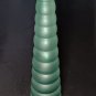 15" Tall Frosted Green Bubble Horizontal Ribbed Beehive Shape Bud Vase
