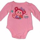 Sweet Cupcake & Cute Mouse Pink Long Sleeve Baby Creeper Bodysuit 3-6 M NEW